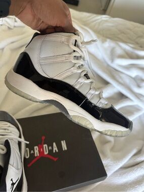 Jordan High-Top Sneakers in White and Black Patent